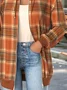 Women's Autumn Plaid Hooded Sweatshirt Jacket Regular Autumn and Winter Top