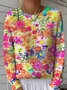 Women's Floral Pattern Pullover Sweater Regular Autumn and Winter Top