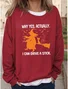 Women's Halloween Letter Pattern Round Neck Drop Shoulder Sleeve Casual Sweatshirt Regular Top