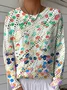 Women's Geometric Gradient Pattern Pullover Sweater Regular Autumn and Winter Top