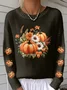 Women's Halloween Pumpkin Pattern Pullover Sweater Regular Autumn and Winter Top