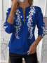 Women's Retro Art Lace Floral Pattern Long Sleeve Center Front Zipper Sweatshirt