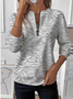Women's Artistic Floral Design Everyday Long Sleeve Center Front Zip Sweatshirt