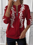 Women's Retro Art Lace Floral Pattern Long Sleeve Center Front Zipper Sweatshirt
