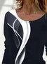 Women's Long Sleeve T-shirt Spring/Fall Black Abstract Printing Jersey Crew Neck Daily Going Out Casual Top