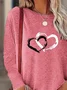 Women's Long Sleeve T-shirt Spring/Fall Pink Heart/Cordate Printing Jersey Crew Neck Daily Going Out Casual Top