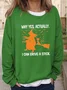 Women's Halloween Letter Pattern Round Neck Drop Shoulder Sleeve Casual Sweatshirt Regular Top