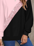 Multicolor Block Crew Neck Casual Printing Sweatshirt