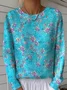 Women's Floral Pattern Pullover Sweater Regular Autumn and Winter Top