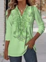 Women's Printed Pattern Patch Pocket Long Sleeve Shirt Regular Top