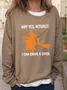 Women's Halloween Letter Pattern Round Neck Drop Shoulder Sleeve Casual Sweatshirt Regular Top