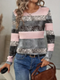 Women's Long Sleeve T-shirt Spring/Fall Pink Abstract Printing Jersey Crew Neck Daily Going Out Casual Top