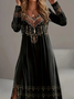 Women's Ethnic Geometric Pattern Long-Sleeved Round Neck Dress