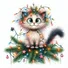 Christmas Cat Art Print Casaul Sweatshirt
