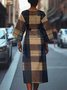 Dolman Sleeve Crew Neck Gradient Pattern Vintage Dress With Belt