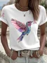 Women's Breast Cancer Hummingbird Ribbon Print Casual T-shirt