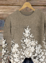Casual Floral Regular Fit Crew Neck Sweater