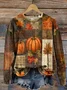 Women's Halloween Maple Leaf Autumn Print Round Neck Long Sleeve Sweatshirt