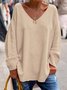 Casual Plain V Neck Sweater