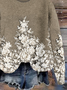 Casual Floral Regular Fit Crew Neck Sweater