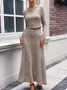 Women's Split Joint Plain Daily Going Out Two-Piece Set Coffee Casual Spring/Fall Top With Skirt Matching Set