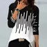 Women's Geometric Cashmere Blend Contrast Color Positioning Print Round Neck Long Sleeve T-Shirt