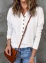 Casual Plain Buttoned Shirt Collar Blouse