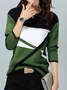 Women's Geometric Cashmere Blend Contrast Color Positioning Print Round Neck Long Sleeve T-Shirt