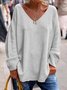 Casual Plain V Neck Sweater