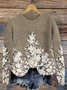 Casual Floral Regular Fit Crew Neck Sweater