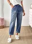 Women's Stretch Jeans With Rolled-Up Hem And Patch Pockets