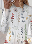 Women's Long Sleeve T-shirt Spring/Fall White Floral Printing Jersey Crew Neck Daily Going Out Casual Top