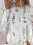 Women's Long Sleeve T-shirt Spring/Fall White Floral Printing Jersey Crew Neck Daily Going Out Casual Top