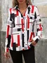 Women's Long Sleeve Shirt Spring/Fall As Picture Abstract Buckle Shirt Collar Regular Sleeve Daily Going Out Casual Top