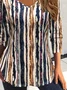 Women's Long Sleeve T-shirt Spring/Fall As Picture Striped Printing Jersey V Neck Daily Going Out Casual Top