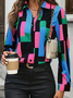 Women's Long Sleeve Shirt Spring/Fall As Picture Abstract Buckle Shirt Collar Regular Sleeve Daily Going Out Casual Top