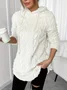Women's Solid Color Hooded Long-Sleeved Plush Mid-Length Sweatshirt