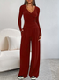 Women's Split Joint Plain Daily Going Out Two-Piece Set Black Casual Spring/Fall Top With Pants Matching Set