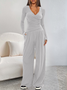 Women's Split Joint Plain Daily Going Out Two-Piece Set Black Casual Spring/Fall Top With Pants Matching Set