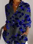 V Neck Botanical Pattern Casual Shirt