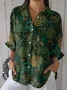 Women's Plant Pattern Mid-Sleeve Shirt Stylish Modern Everyday Beach Weekend