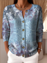 Knitted Gradient Pattern Ethnic Crew Neck Cardigan