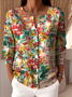 Gradient Pattern Crew Neck Casual Knitted Cardigan