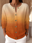 Crew Neck Knitted Gradient Pattern Peasant Cardigan