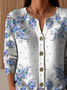 Casual Knitted Gradient Pattern Crew Neck Cardigan