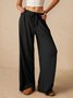 Women's  Elastic Waist H-Line Wide Leg Pants Daily Going Out Pants Khaki Casual Split Joint Plain Spring/Fall Pants