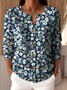 Peasant Crew Neck Floral Knitted Cardigan