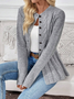 Women's Casual Long Sleeve Knitted Cardigan Autumn and Winter Cable Knit Round Neck Warm Coat Sweater