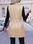 Loose Plain Street Pu Vest With Belt