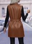 Loose Plain Street Pu Vest With Belt